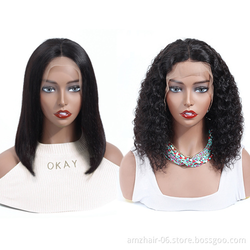 Bob Lace Wig For Black Women 100% Human Hair Kinky Curly Swiss Lace Frontal 150% Density Remy Cuticle Aligned Hair Extension Wig